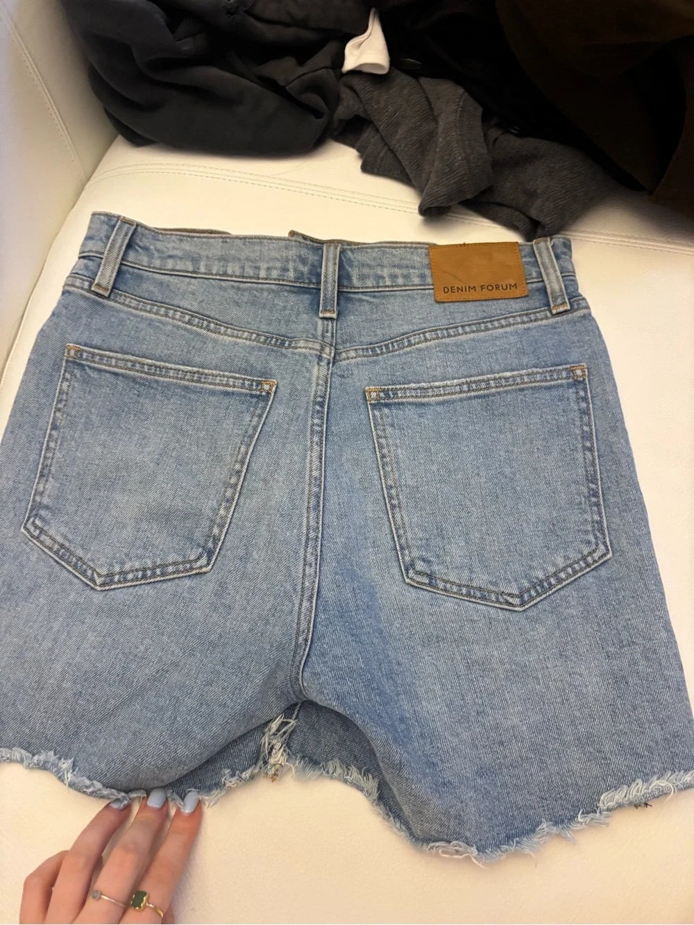 Denim Forum Light Blue High-Rise Cutoff Jean Shorts